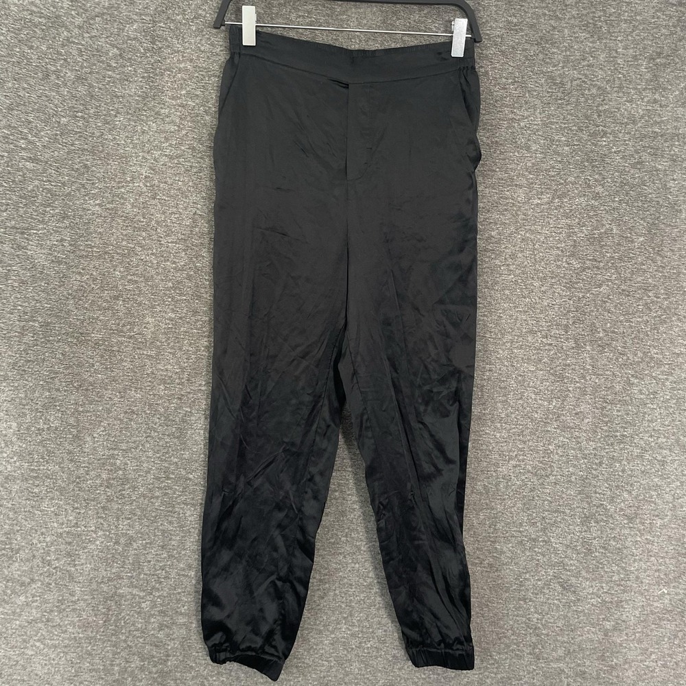 Lilysilk Pants Womens 2 Black 100% Silk Jogger Satin Elastic Waist Pockets